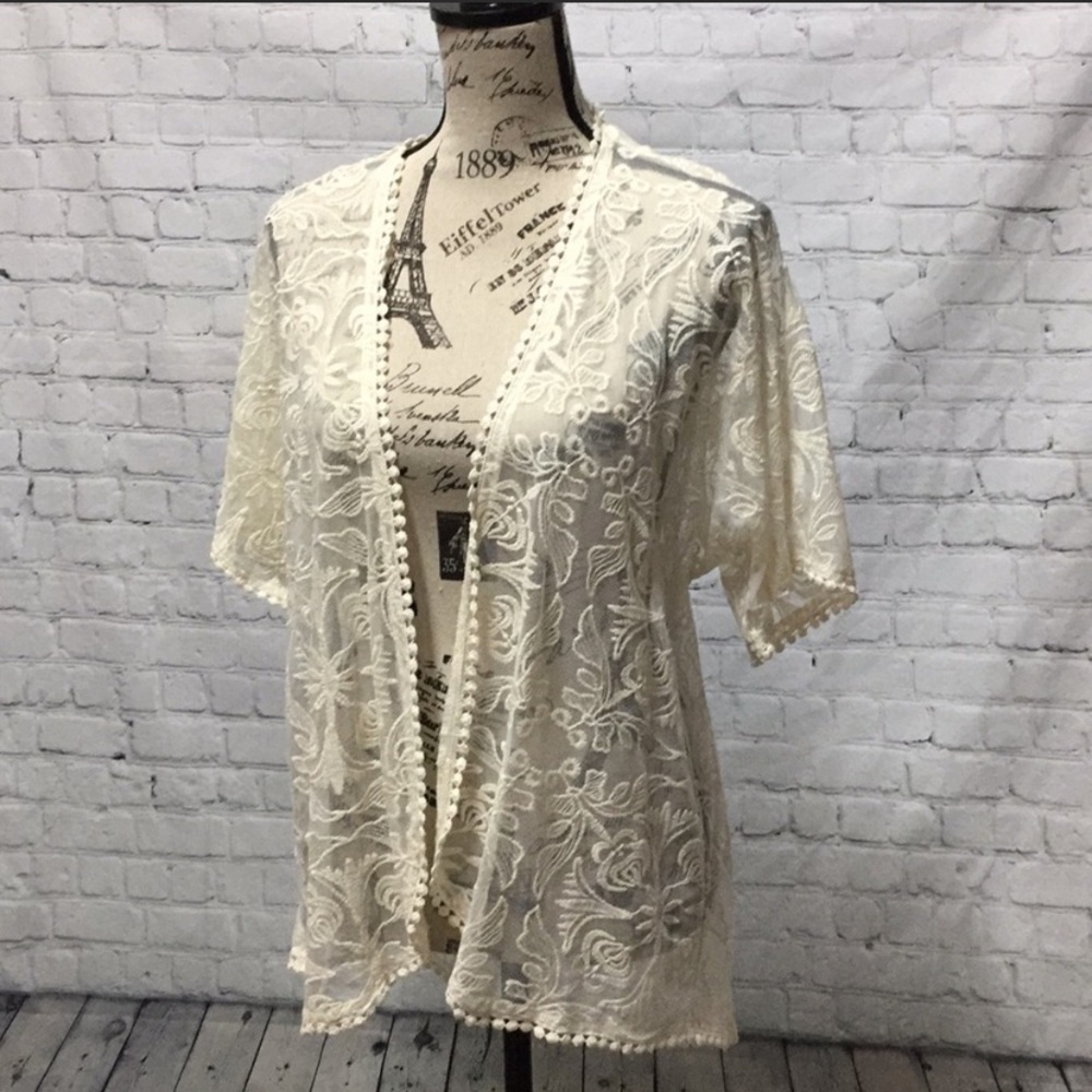 White Sheer Lace Cardigan